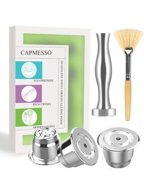 CAPMESSO Reusable Coffee Capsules Refillable Pod Stainless Steel Nespresso